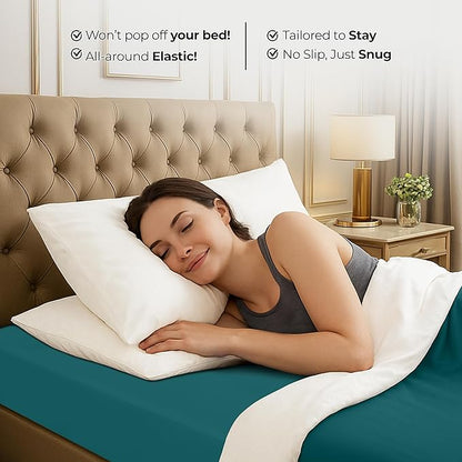 Utopia Bedding Queen Fitted Sheet - Bottom Sheet - Deep Pocket - Soft Microfiber - Shrinkage and Fade Resistant - Easy Care -1 Fitted Sheet Only (Teal)
