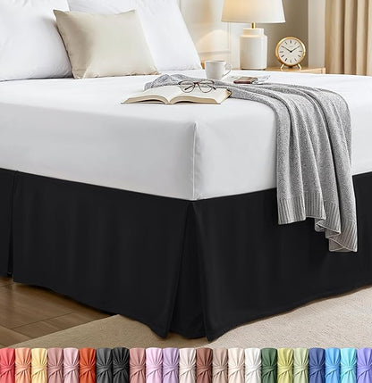 Utopia Bedding King Bed Skirt - Soft Quadruple Pleated Ruffle - Easy Fit with 16 Inch Tailored Drop - Hotel Quality, Shrinkage and Fade Resistant (King, Black)