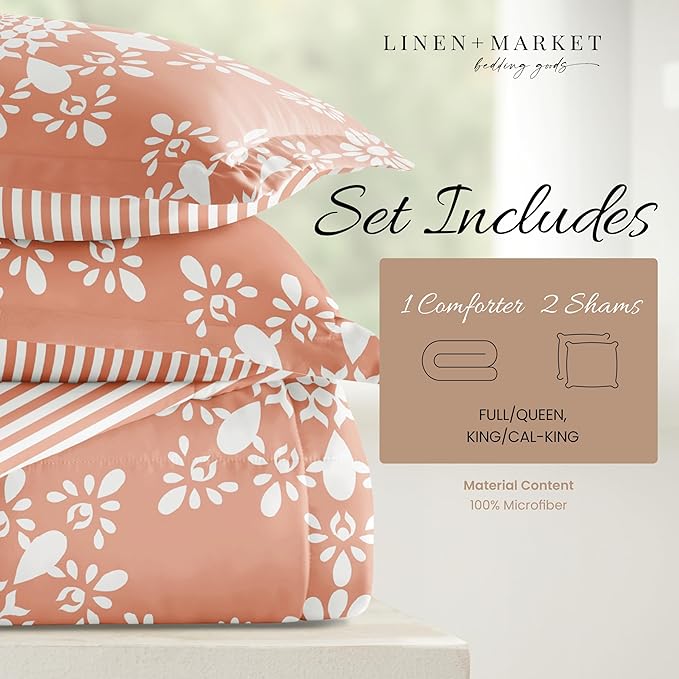 Linen Market Reversible Queen Size Comforter Set (3 Piece) - Soft and Lightweight Down Alternative Comforter Queen Set - This Includes Your Queen Comforter and 2 Pillow Shams