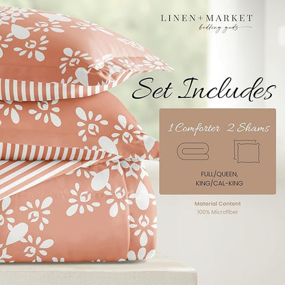 Linen Market Reversible Queen Size Comforter Set (3 Piece) - Soft and Lightweight Down Alternative Comforter Queen Set - This Includes Your Queen Comforter and 2 Pillow Shams