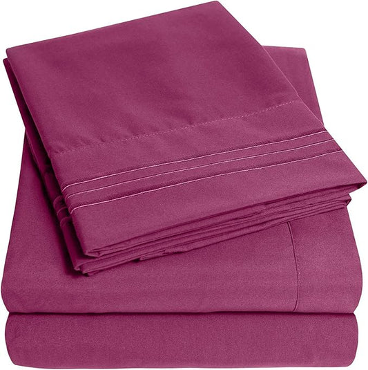 1500 Supreme Collection Queen Sheet Sets Berry Purple - Luxury Hotel Bed Sheets and Pillowcase Set for Queen Mattress - Extra Soft, Elastic Corner Straps, Deep Pocket Sheets, Queen Berry Purple