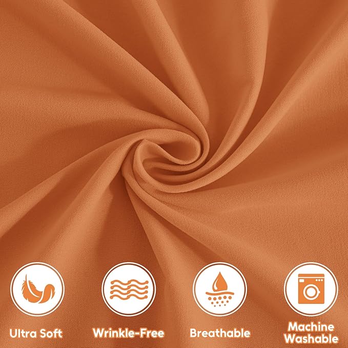 Queen Sheet Set, 4 Pieces Hotel Luxury Soft Microfiber Queen Bed Sheets Set, Up to 16" Deep Pockets, Oeko-Tex Sheets with Elastic, Breathable, Wrinkle Free (Pumpkin Orange, Queen)