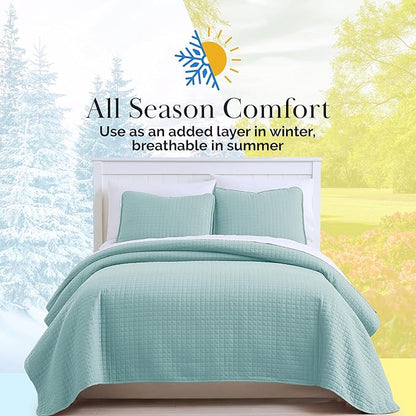 Southshore Fine Living, Inc. Oversized King Quilt Bedding Set, Microfiber Comforter Blue, Pet Hair Resistant Bedding California King Size Quilt Coverlet Bedspread Set with 2 Shams, Sky Blue Quilts