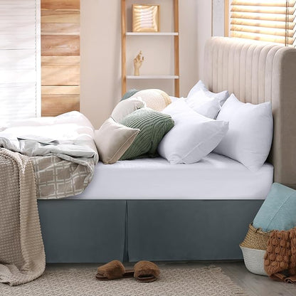 Utopia Bedding Full Bed Skirt - Soft Quadruple Pleated Ruffle - Easy Fit with 16 Inch Tailored Drop - Hotel Quality, Shrinkage and Fade Resistant (Full, Grey)