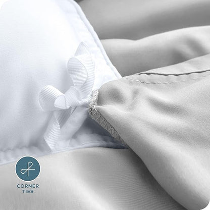 Bare Home Bedding Duvet Cover Extra Long Size - Premium 1800 Super Soft Collection - Lightweight, Cooling - Soft Breathable Bedding Duvet Cover (Twin/Twin XL, Cloud Grey)
