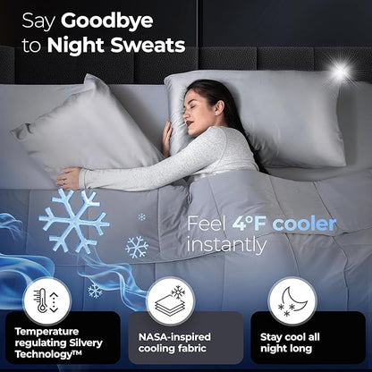 Silvery Silver-Infused Cooling Comforter – Award-Winning Self-Cooling Blanket for Hot Sleepers with Self-Cleaning Silvery Technology™ for Hygienic, Sweat-Free & Cool Sleep
