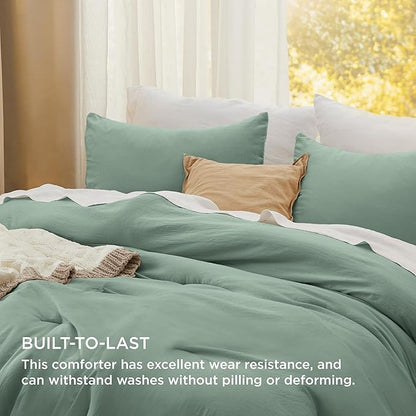 Bedsure King Comforter Set, Sage Green Soft Prewashed Bedding for All Seasons, 3 Pieces GentleSoft™ Bed Set, 1 Lightweight Comforter (104"x90") and 2 Pillowcases (20"x36")