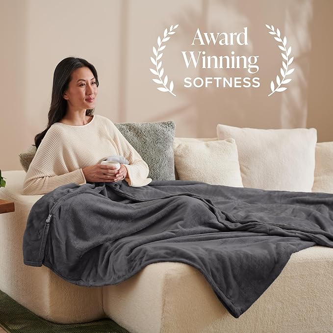 Bare Home Fleece Blanket - Full/Queen - Ultra-Soft Lightweight for Bed, Sofa, and Couch - Luxury Microplush - Cozy Warm Blanket (Full/Queen, Forged Iron Grey)