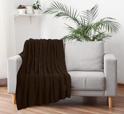 Utopia Bedding Brown 100% Cotton Blanket [Twin Size - 90x72 Inch] 350GSM Lightweight, Soft and Breathable Thermal Blanket for All Seasons