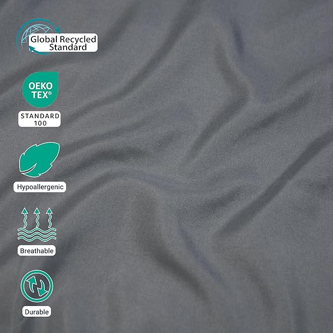 ZPECC Dark Gray Pillow Cases King Size Set of 4, 20x36 Envelope Closure Pillowcases, Soft Plain Brushed Microfiber Covers Hypoallergenic Breathable