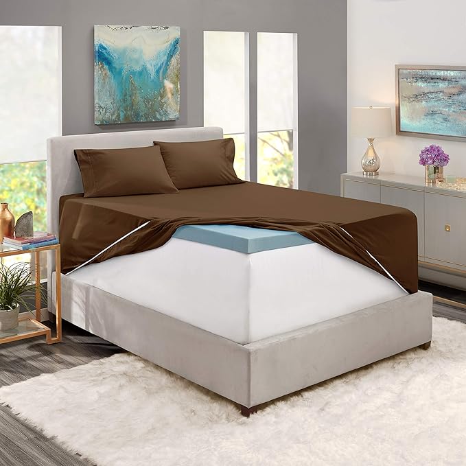 Hearth & Harbor Extra Deep Pocket Sheets - Fits Mattress 18-24 Inches Deep - Extra Deep Pocket Full Size Sets - 6 Piece Full Size - Full - Brown