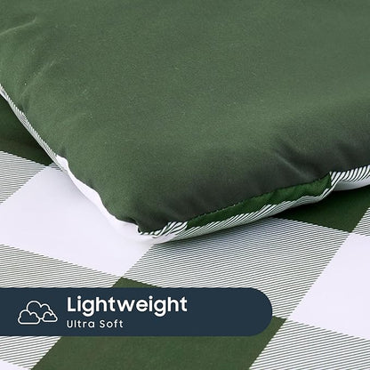 Wake In Cloud - Gingham Toddler Bedding Set for Girls Boys, Cute Plaid Buffalo Check, 4 Pieces Soft Crib Bed Set Including Comforter, Sheets and Pillowcase, Olive Green