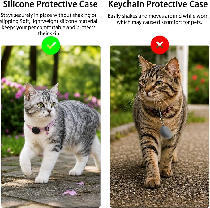 Cat Collar Holder Case for Life360 Tile Sticker 2024 (Smallest Tracker) | Lightweight, Ultra-Durable Anti-Lost Silicone Protective Cover for Pet Accessories, Fits 0.43-0.85" Width, 2-Pack Dark Blue