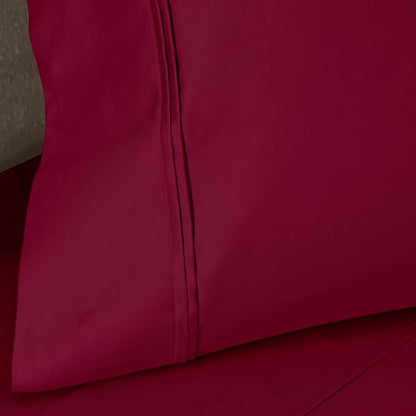Superior 1200 Thread Count 100% Egyptian Cotton, Soft and Breathable, 2-Piece Standard Pillowcase Set Solid, Burgundy