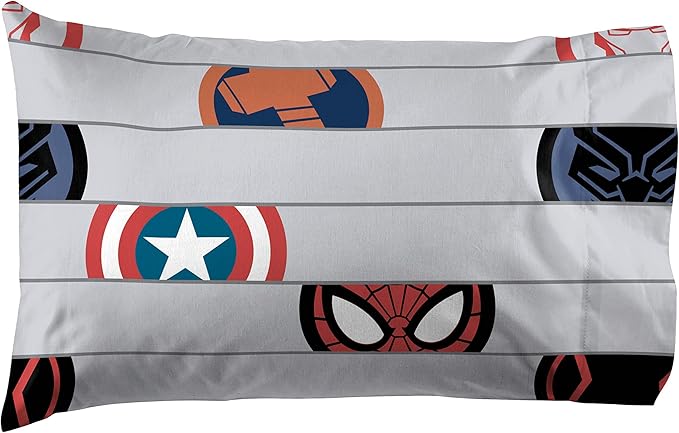 Jay Franco Kids Sheet Set with Fitted, Flat Sheets & Pillow Cover - Ultra-Soft Bedding with Pillowcase for Room Decor, Gray - Avengers, 4 Piece Queen