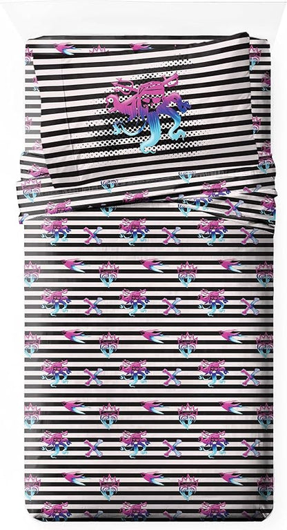 Jay Franco Kids Sheet Set with Fitted, Flat Sheets & Pillow Cover - Ultra-Soft Bedding with Pillowcase for Room Decor, Multi Color - Descendants, 3 Piece Twin