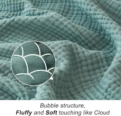 EMME Muslin Throw Blanket 100% Cotton Blankets for Couch Breathable Gauze All Season Soft and Lightweight Pre-Washed (Teal, 50"x70")