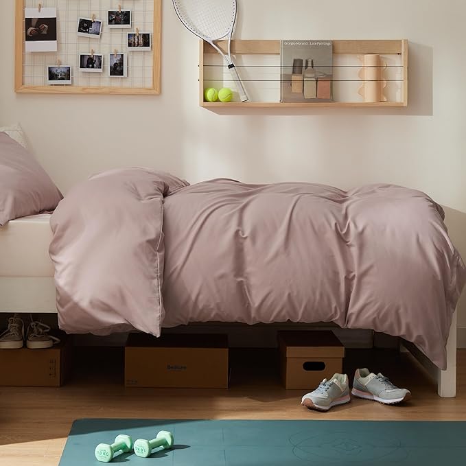 Bedsure Duvet Cover Twin/Twin XL Size - Soft Double Brushed Bedding Set for Kids & Adults, Zipper Closure, 2 Pieces, Includes 1 Duvet Cover (68"x90") & 1 Pillow Sham, NO Comforter, Dusty Rose