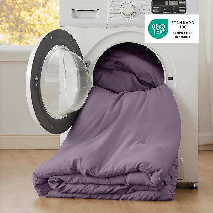 Bedsure Queen Comforter Set, Grayish Purple Soft Prewashed Bedding for All Seasons, 3 Pieces GentleSoft™ Bed Set, 1 Lightweight Comforter (90"x90") and 2 Pillowcases (20"x26")