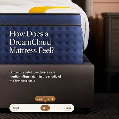 DreamCloud Premier Rest 14" Queen Mattress - Luxury Hybrid Memory Foam - 365 Night Trial - Premium Pressure-Relieving Layers - Forever Warranty - Mattress in a Box - Medium-Firm