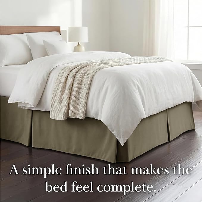 Southshore Fine Living, Inc. Hotel Quality Queen Bed Skirt 14 Inch Drop - Pleated Dust Ruffle for Bed Skirting Queen Size - Pet Hair Resistant, to Hide Box Springs and Under Storage - Dark Taupe