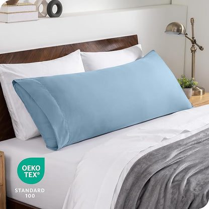 Bare Home Microfiber Body Pillow Cover - Ultra Soft & Cooling Body Pillow Case - Double Brushed - Envelope Closure - Easy Care (20''x54'' Body Pillow Cover, Light Blue)