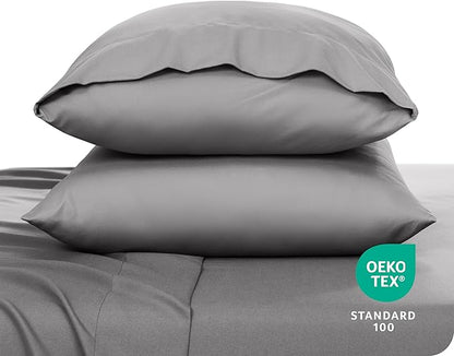 Bare Home Microfiber Pillow Cases - King 20x40 - Cooling Pillowcases - Double Brushed - Easy Care - Envelope Closure (King Pillowcase Set of 2, Light Grey)