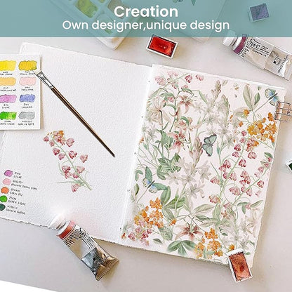 Softan Green Floral Queen Sheet Set, Cozy Microfiber Butterfly Printed Fitted Bed Sheet with 15" Deep Pockets & Corner Non-Slip Straps, Botanical Patterned Sheets & Pillowcase Set