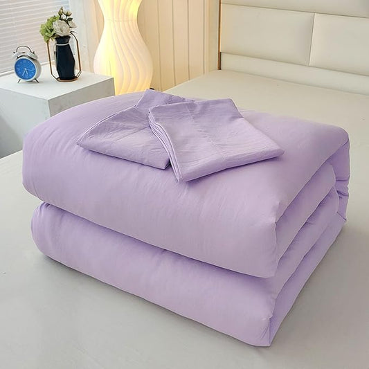 SDIII 3PCS Purple Comforter Set Queen with 2 Pillowcases, Brushed Microfiber Lightweight Lavender Comforter Queen, All Season Soft Bedding