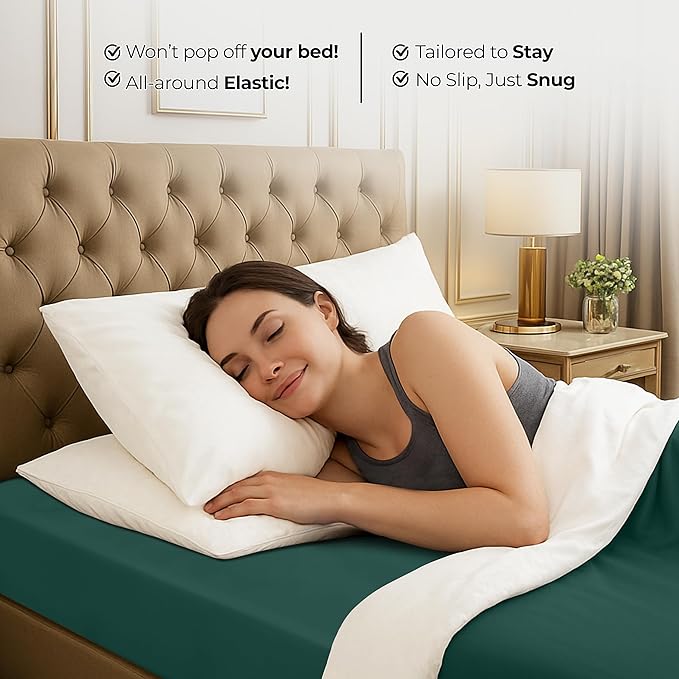Utopia Bedding Queen Fitted Sheet - Bottom Sheet - Deep Pocket - Soft Microfiber - Shrinkage and Fade Resistant - Easy Care -1 Fitted Sheet Only (Emerald)