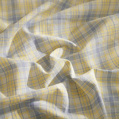 EAVD Modern Gingham Duvet Cover Full Soft Washed Cotton Yellow Blue Grid Plaid Bedding Set with 2 Pillowcases Farmhouse Reversible Plaid Checkered Duvet Cover with Zipper Closure