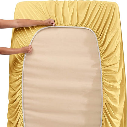 Clara Clark Cal King Sheets, 6 Piece Set - Hotel Luxury Sheets for Cal King Size Bed, Super Soft Bedding Set, Cal King Size, Mellow Yellow