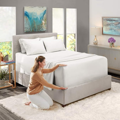 Hearth & Harbor Extra Deep Pocket Sheets - Fits Mattress 18-24 Inches Deep - Extra Deep Pocket California King Size - 6 Piece Cal King Sheets - Cal King, White