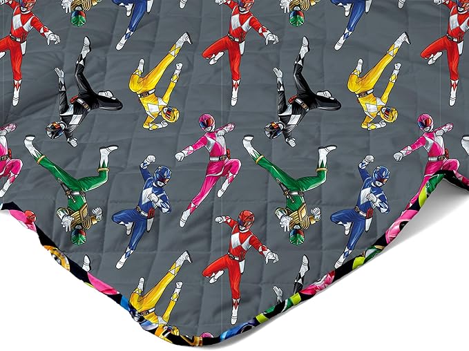 Northwest Power Rangers Rangers Go Twin Quilted Blanket, Comfy Throw, Adults Boys Girls, Soft Lightweight Bedding for Bed, or Couch, 60 x 90 inches