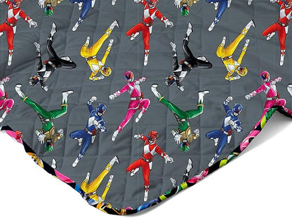 Northwest Power Rangers Rangers Go Twin Quilted Blanket, Comfy Throw, Adults Boys Girls, Soft Lightweight Bedding for Bed, or Couch, 60 x 90 inches