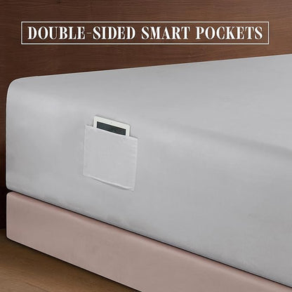 Elegant Comfort Luxurious 1500 Premium Hotel Quality Microfiber 4-Piece Sheet Set, 18-24 Inches Deep - Extra Deep Pocket Sheets - Ultra Soft 4PC Deep Pocket Sheets, Queen, Silver Gray