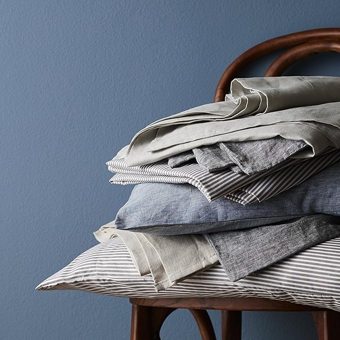 Cal King Size Bed Sheets - 6 Piece 1500 Supreme Deluxe Collection Deep Pocket Ultra Soft California King Sheet Set Bedding - 2 Extra Pillow Cases, California King, Classic Stripe Navy