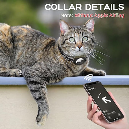 AirTag Cat Collars, Stretchy Collar with AirTag Holder and Bell | Breakaway - Ultra Design Elastic - GPS Tracking Collars - Adjustable Size for Cats & Puppies 7.5-12.5" - (Shark Pattern)