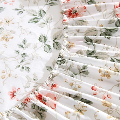 Laura Ashley - King Sheet Set, Crisp & Cool Cotton Percale Bedding with Deep Pockets, Lightweight for Year Round Comfort, Bed Sheets with Matching Pillowcases (Meadow Floral Beige)