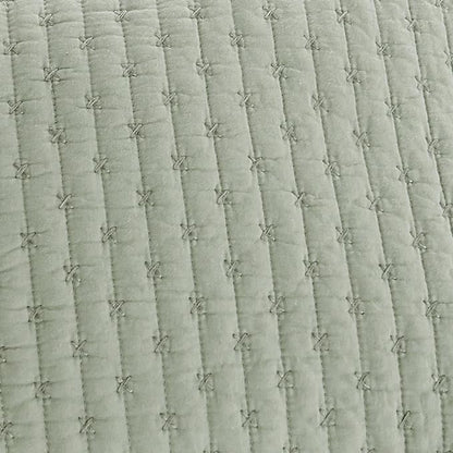 Levtex Home Cross Stitch Reversible Full Bedspread Set (100x104in) with 2 Pillow Shams (26x20in) - Stitch Texture - Desert Sage - Cotton Full Size Bedspread Set - Lightweight, Soft, Pre-Washed
