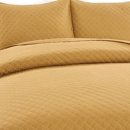 Lush Decor Ava Diamond Cotton Quilt California King Size 3 Piece Set King/California King Mustard - Yellow Bedding Set California King Quilt - Fall Quilts