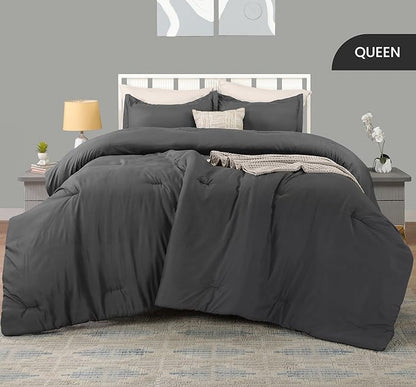 Queen Comforter Set 3 Piece Grey by Utopia Bedding, Comforters Queen Size, Bedding Comforters Sets, Down Alternative Soft Bed Set, 1 Comforter (88 x 88 inches) 2 Pillow Shams (20 x 26 inches)