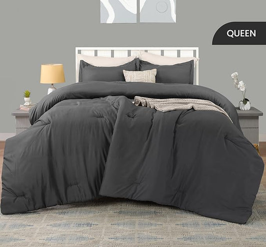 Queen Comforter Set 3 Piece Grey by Utopia Bedding, Comforters Queen Size, Bedding Comforters Sets, Down Alternative Soft Bed Set, 1 Comforter (88 x 88 inches) 2 Pillow Shams (20 x 26 inches)