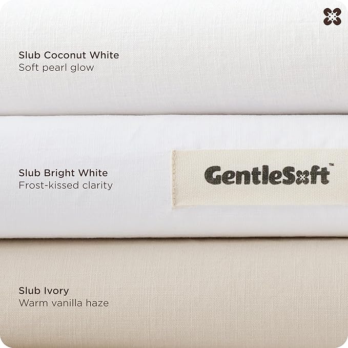 Bedsure Cotton Duvet Cover Queen - Luxury Slub Weave 100% Cotton Duvet Cover Set, PureWoven Bedding Set with a Linen Like Textured, Easy Change, Coconut White, 90" x 90"