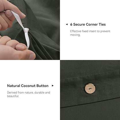 JELLYMONI Cotton Duvet Cover Twin XL Size - Gray Comforter Cover with Button 100% Washed Cotton 2PCS Breathable Soft Solid Bedding Set Duvet Cover 66×92in & 1 Pillowcase (NO Comforter)