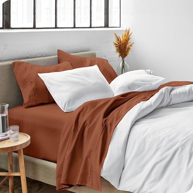 Bare Home Twin XL Sheet Set - 1800 Ultra-Soft Microfiber Twin Extra Long Bed Sheets - Double Brushed - Deep Pockets - Easy Fit - 3 Piece Set - Bedding Sheets & Pillowcases (Twin XL, Terracotta)