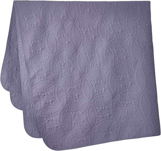 Chezmoi Collection Austin Queen Oversized Bedspread Set, 3-Piece Pinsonic Quilted Lightweight Microfiber Bedspread Coverlet, Dusty Purple | Oversized, Lightweight, Fade Resistant
