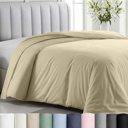 California Design Den Twin XL/Twin Duvet Cover Only - Premium 400 Thread Count, Natural 100% Cotton Duvet Cover, Soft Sateen Weave, Button Closure and Corner Ties - Beige (Golden Tone)