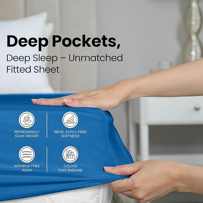 Utopia Bedding Queen Fitted Sheet - Bottom Sheet - Deep Pocket - Soft Microfiber - Shrinkage and Fade Resistant - Easy Care -1 Fitted Sheet Only (Dusk Blue)