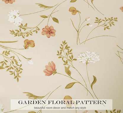 WINLIFE 100% Cotton Pillowcases Set of 2 Garden Flowers Printed Pillow Cases Soft and Breathable Pillow Cover (Queen 20x30'', Beige Floral)